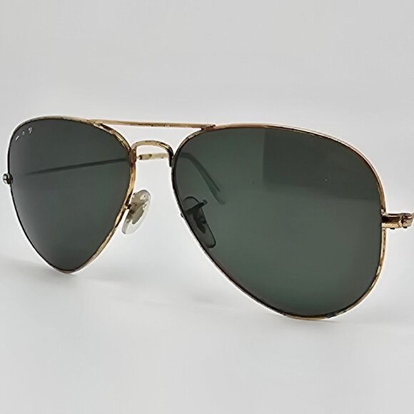 Ray-Ban RB3025 001/58 Aviator Gold Arista Frame Polarized G-15 Green Sunglasses - Picture 1 of 16